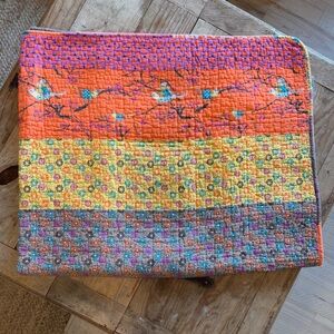 HANDMADE FLORAL KANTHA QUILT